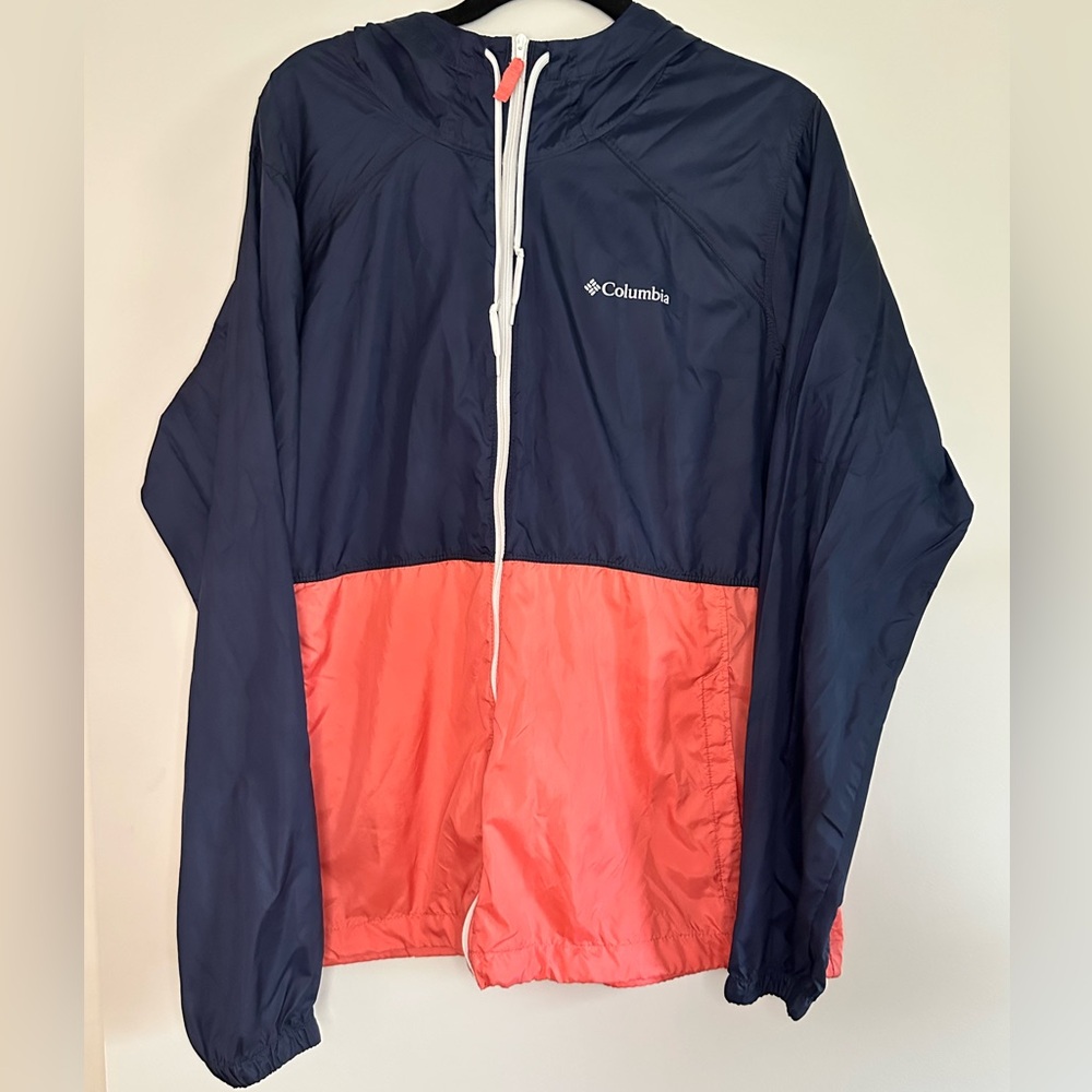 Columbia Navy & Coral Flash Forward Windbreaker (L) NWOT